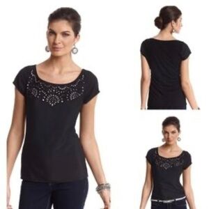 White House Black Market Eyelet Cap Sleeve Top size: medium